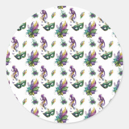 Adesivo Redondo Mardi Gras Sticker