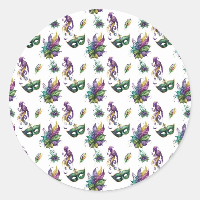 Adesivo Redondo Mardi Gras Sticker (Frente)