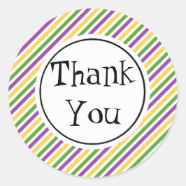 Adesivo Redondo Mardi Gras Stripe Birthday