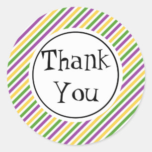 Adesivo Redondo Mardi Gras Stripe Birthday