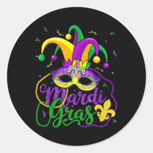 Adesivo Redondo Mardi Gras Tee For Women Kids Miçanga Mask Feath