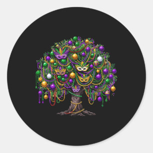Adesivo Redondo Mardi Gras Tree Miçanga New Orleans 2025 Festival