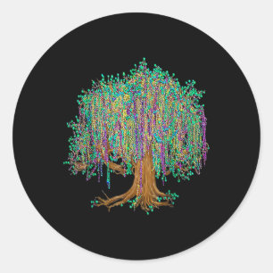 Adesivo Redondo Mardi Gras Tree Miçanga New Orleans 2025 Watercolo