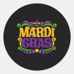 Adesivo Redondo Mardi Gras, Uma Máscara De Costume No Festival Mar