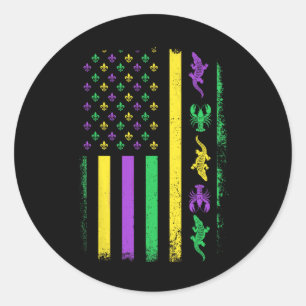 Adesivo Redondo Mardi Gras Usa Mães de Alligador de Pescadores de 