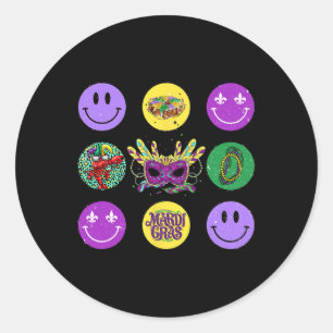 Adesivo Redondo Mardi Gras Vibes Fat Terça-feira Nova Orlean