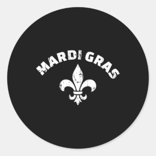 Adesivo Redondo Mardi Gras Vintage Fleur De Lis