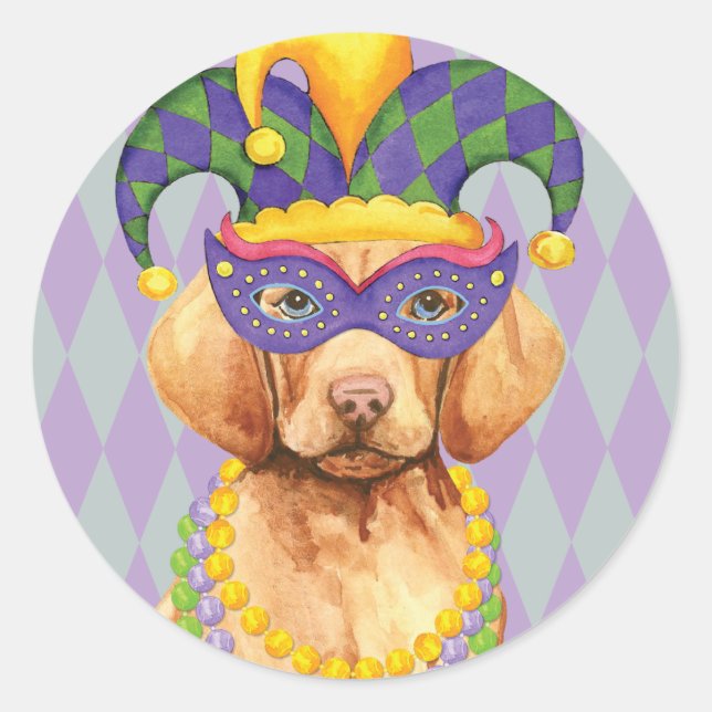 Adesivo Redondo Mardi Gras Vizsla (Frente)