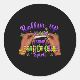 Adesivo Redondo Mardi Gras Weed Enrola Vibes do Festa Engraçado