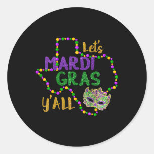 Adesivo Redondo Mardi Gras Y'all Galveston Diversão Miçangas E Más