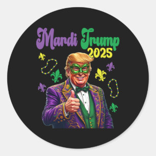 Adesivo Redondo Mardi Trump 2025 Funny Mardi Gras