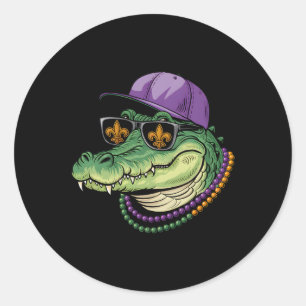 Adesivo Redondo Mardigator Alligator Bruh Mardi Gras Costume Teens