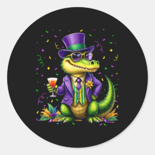 Adesivo Redondo Mardigator Mardi Gras Alligator Costume Men