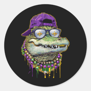 Adesivo Redondo Mardigator Mardi Gras Alligator Costume Men