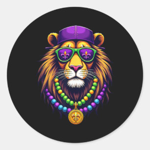 Adesivo Redondo Mardigator Mardi Gras Lion Men Mulheres Mardi