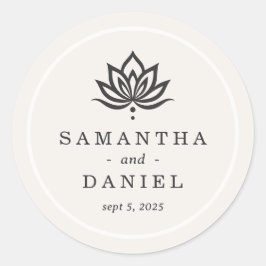Adesivo Redondo Marfim neutro de flor de lótus elegante