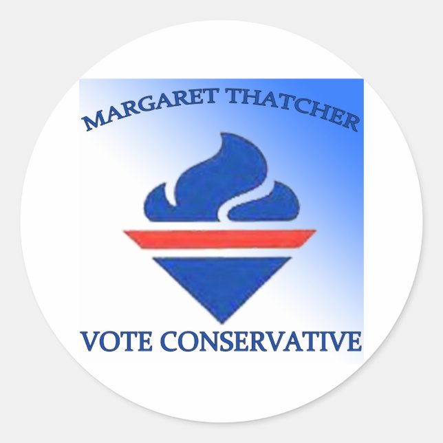 Adesivo Redondo Margaret Thatcher Vote Conservadora (Frente)