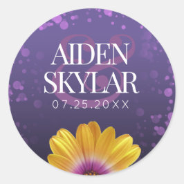 Adesivo Redondo Margarida do Ouro Elegante com Casamento de Largur