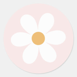 Adesivo Redondo Margarida retrô rosa claro boho