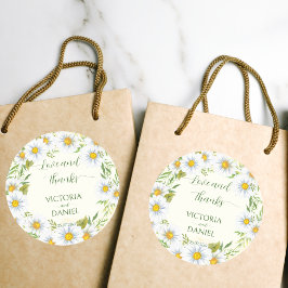 Adesivo Redondo Margarida selvagem flores da primavera obrigado de