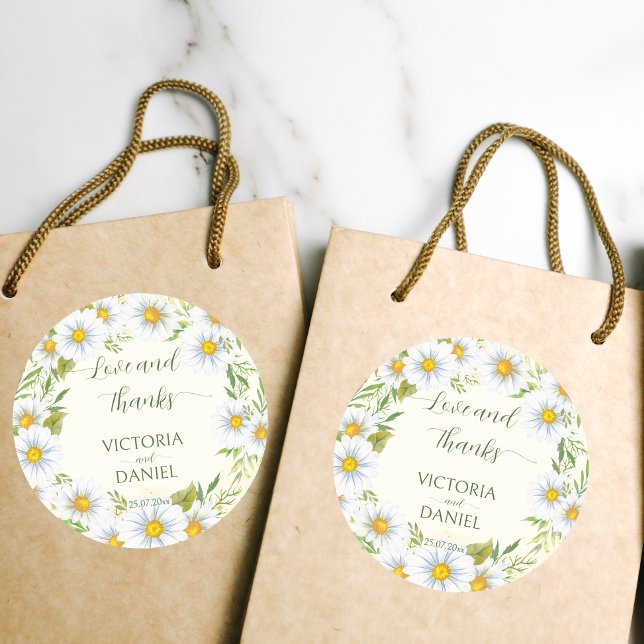 Adesivo Redondo Margarida selvagem flores da primavera obrigado de (Criador carregado)