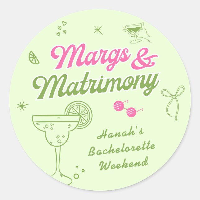 Adesivo Redondo Margs e Matrimony Bachelorette (Frente)