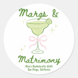 Adesivo Redondo Margs & Matrimony Bachelorette Personalizado