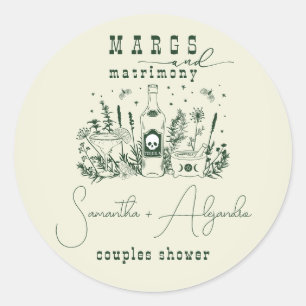 Adesivo Redondo Margs Matrimony Skull Casal Mexicano Fiesta Chá