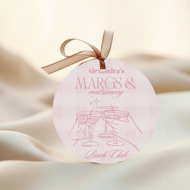 Adesivo Redondo Margs Rosa E Matrimony Bachelorette (Criador carregado)