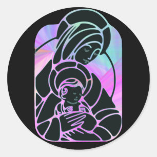 Adesivo Redondo maria e bébé-jesus adeskers