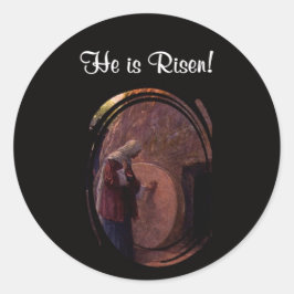 Adesivo Redondo Maria Madalena bonita & o túmulo vazio de Jesus
