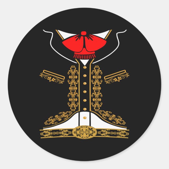 Adesivo Redondo Mariachi Charro Costume Mexicano Para Cinco De May (Frente)