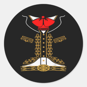 Adesivo Redondo Mariachi Charro Costume Mexicano Para Cinco De May