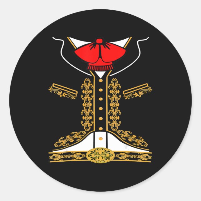 Adesivo Redondo Mariachi Charro Costume Mexicano Para Cinco De May (Frente)