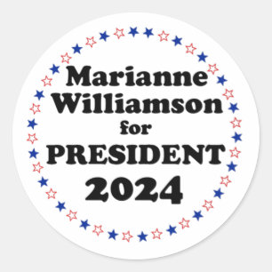 Adesivo Redondo marianne williamson para presidente 2024