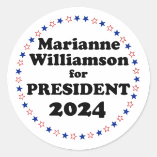 Adesivo Redondo marianne williamson para presidente 2024