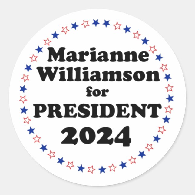 Adesivo Redondo marianne williamson para presidente 2024 (Frente)