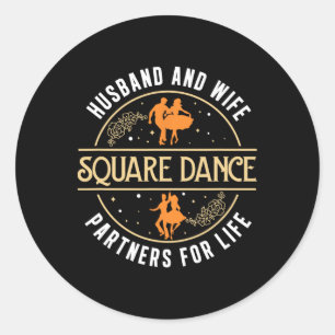 Adesivo Redondo Marido E Esposa Cute Square Dancing Parceiro A Squ