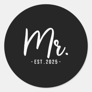 Adesivo Redondo Marido Sr. Est 2025 Casado Partido Bridal B