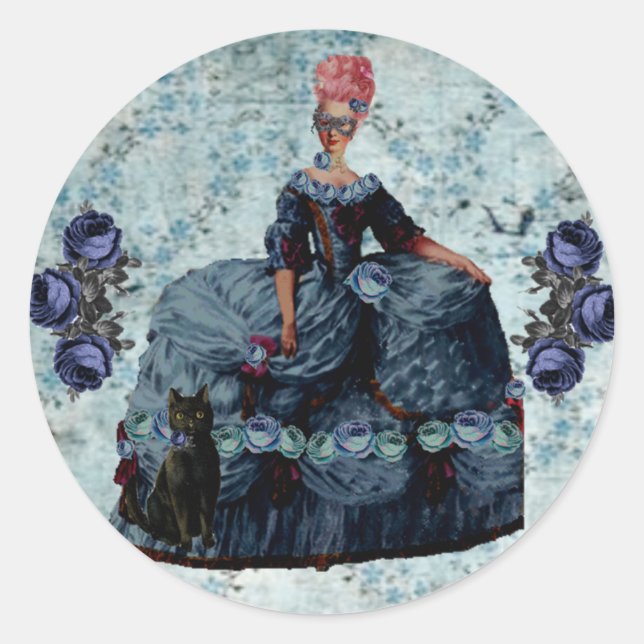 Adesivo Redondo Marie Anotinette e o Vinheta Encantado da Noite (Frente)
