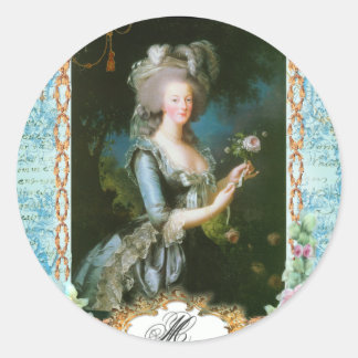Adesivo Redondo Marie Antoinette e Rosas Rosa
