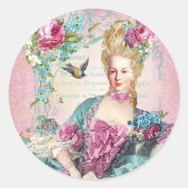 Adesivo Redondo Marie Antoinette,French,Paris,portrait,stickers (Frente)