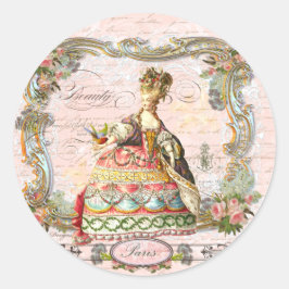 Adesivo Redondo Marie Antoinette Paris Pink Roses