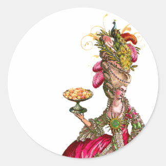 Adesivo Redondo Marie Antoinette, pavão e bolo