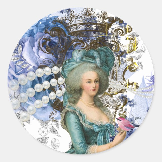 Adesivo Redondo Marie Antoinette, Última Rainha da França, Selos (Frente)