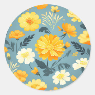 Adesivo Redondo Marigold Floral Pattern
