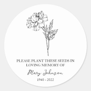 Adesivo Redondo Marigold Memorial Funeral Seed Packet