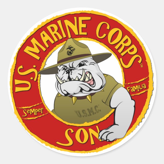 Adesivo Redondo Marine Corps Son dos EUA (Frente)