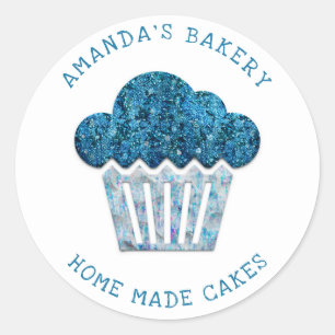 Adesivo Redondo Marinho Azul 3D para Cupcakes Doce