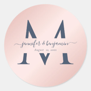Adesivo Redondo Marinho Azul Blush Monogramas